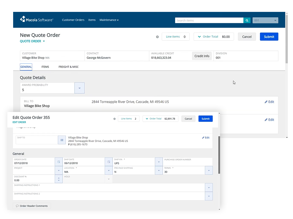 Macola ERP product screenshot