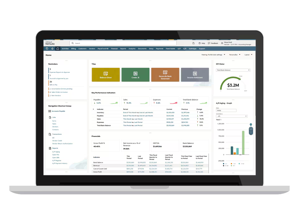 NetSuite ERP product screenshot