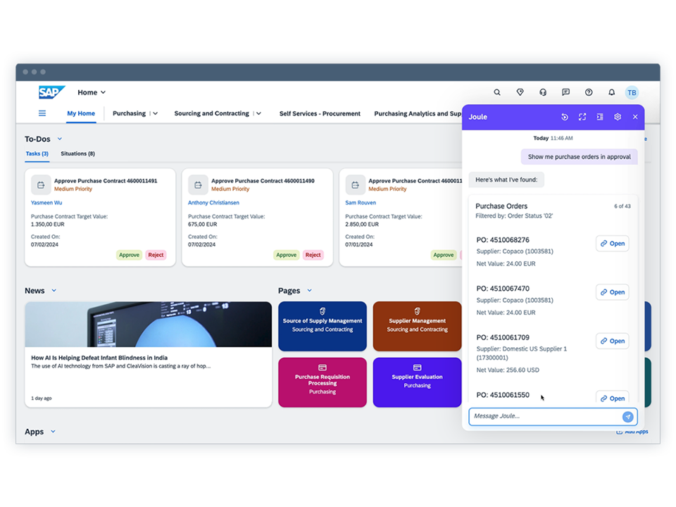 SAP ERP product screenshot
